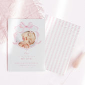 Elegante Pink Bow Girl Foto Geburtserklärung Ankündigung