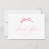 Elegante Pink Bow Girls Baby Shower Dankeskarte (Vorderseite)