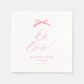 Elegante Pink Bow Girls Baby Shower Serviette (Vorderseite)