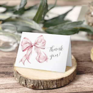 Elegante Pink Bow Pearls Baby Dusche Danke Karte