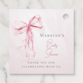 Elegante Pink Bow Watercolor Girl Baby Shower Geschenkanhänger (Rückseite)