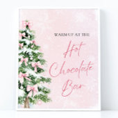 Elegante Pink Bows Christmas Tree Hot Chocolate Ba Poster