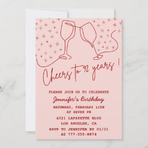 Elegante Pink Cheers Champagner 92. Geburtstag Einladung