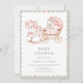Elegante Pink Chinoiserie Girl Baby Shower Einladung (Vorderseite)