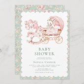 Elegante Pink Chinoiserie Girl Baby Shower Einladung (Vorne/Hinten)