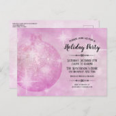 Elegante Pink Christmas Bauble Holiday Party Einladungspostkarte (Vorne/Hinten)