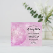 Elegante Pink Christmas Bauble Holiday Party Einladungspostkarte (Stehend Vorderseite)