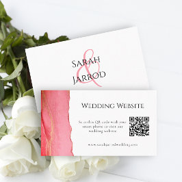 Elegante Pink Coral QR Wedding Website Card Visitenkarte
