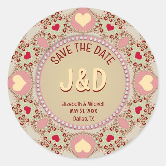 Elegante Pink Country Sweetheart Monogram Lace Runder Aufkleber (Vorderseite)