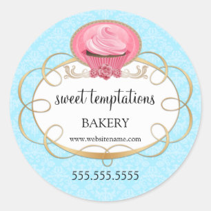 Elegante Pink Cupcake Bäckerei Verpackung Runder Aufkleber