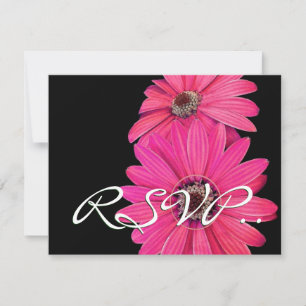 Elegante Pink Daisies UAWG Wedding Response Card RSVP Karte