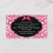 Elegante Pink-Damast-Rosa-Kuchen-Diamant-Bäckerei Visitenkarte (Rückseite)