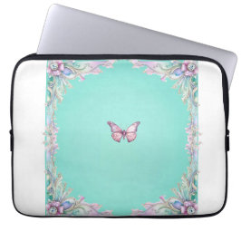 Elegante Pink Diamonte Butterfly Electronics Bag Laptopschutzhülle