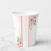Elegante Pink Floral Baby Dusche mit Rose Pappbecher (Links)