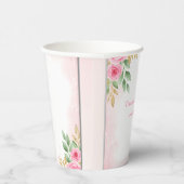 Elegante Pink Floral Baby Dusche mit Rose Pappbecher (Rechts)