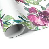 Elegante Pink Floral Baby Girl Babydusche Einladun Geschenkpapier (Rolleneckpunkt)