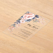 Elegante Pink Floral Girl Babydusche Acryleinladungen (Ablage )