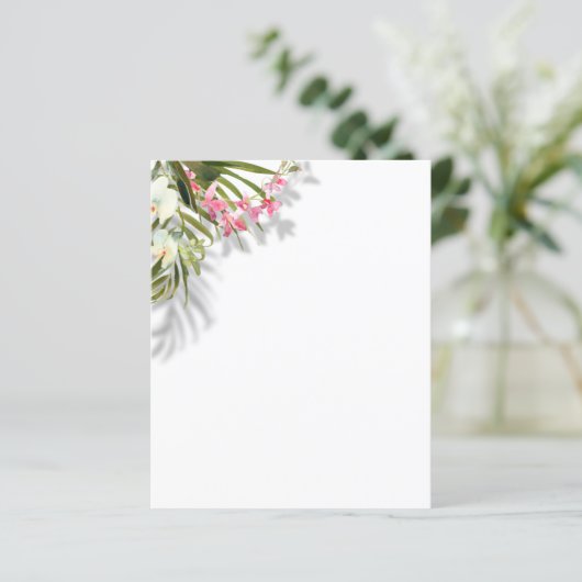 Elegante Pink Floral Palms Shadows Beach Hochzeit (Stehend Vorderseite)