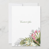 Elegante Pink Floral Palms Shadows Beach Hochzeit Einladung (Rückseite)