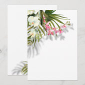 Elegante Pink Floral Palms Shadows Beach Hochzeit Einladung (Vorne/Hinten)