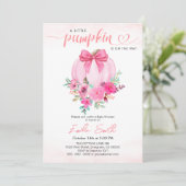 Elegante Pink Floral Pumpkin Girl Baby Dusche Einladung (Stehend Vorderseite)