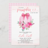 Elegante Pink Floral Pumpkin Girl Baby Dusche Einladung (Vorne/Hinten)