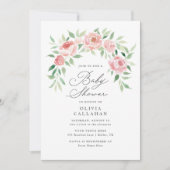 Elegante Pink Floral Rose Peonies Arch Baby Dusche Einladung (Vorderseite)