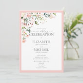 Elegante Pink Floral Watercolor Calligrafy Wedding Einladung (Stehend Vorderseite)