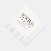 Elegante Pink Floral Watercolor Girl Babydusche Serviette (Ecke)