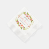 Elegante Pink Floral Watercolor Girl Babydusche Serviette (Ecke)