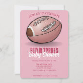 Elegante Pink Football Baby Dusche Einladung (Vorderseite)