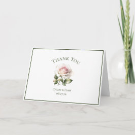 Elegante Pink Garden Rose Blume Hochzeit Vielen Da Dankeskarte