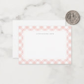 Elegante Pink Gingham Kariert Teacher Note Card Mitteilungskarte (Vorderseite/Rückseite Beispiel)
