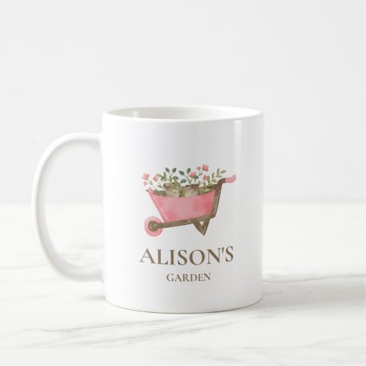 Elegante Pink Gingham Watercolor Garden Tasse (Links)