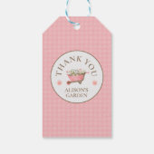 Elegante Pink Gingham Watercolor Garden Vielen Dan Geschenkanhänger (Rückseite)