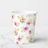 Elegante Pink Gold Aquarell Blütendusche Pappbecher (Rückseite)