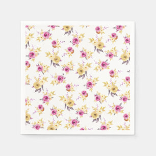 Elegante Pink Gold Aquarell Blütendusche Serviette