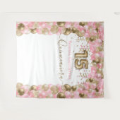 Elegante Pink Gold Ballon Arch Quinceanera Wandteppich (Vorderseite (Horizontal))