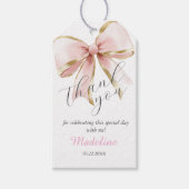 Elegante Pink Gold Bow Vielen Dank für Ihre Unters Geschenkanhänger (Vorderseite)