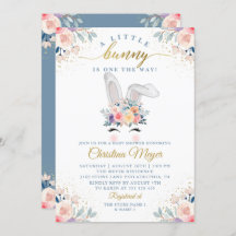 Elegante Pink Gold Floral Bunny Face Baby Dusche