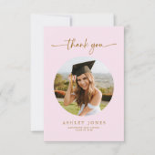 Elegante Pink & Gold Foto Graduation Party Dankeskarte (Vorderseite)