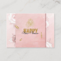 Elegante Pink & Gold Frohes Neues Jahr Blumenkarte