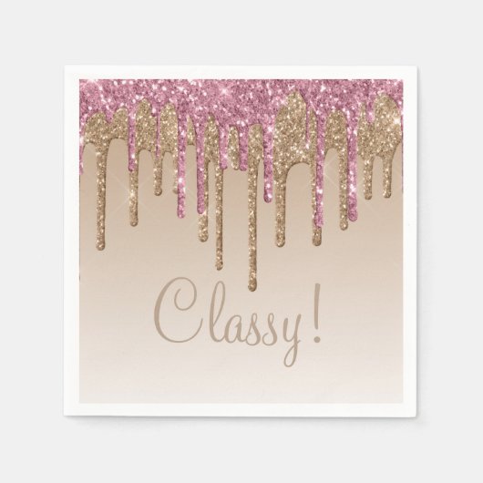 Elegante Pink Gold Glitzer Glam Script Girly Ombré Serviette (Vorderseite)