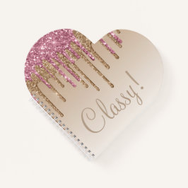 Elegante Pink Gold Glitzer Script Klasse Glam Ombr Notizblock