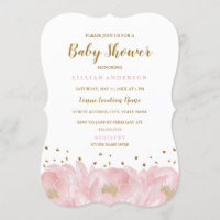 Elegante Pink Gold Peony Girl Baby Shower