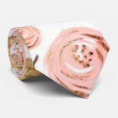 Elegante Pink Gold Peony Groom Wedding Krawatte (Gerollt)