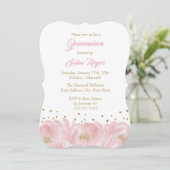 Elegante Pink Gold Peony Quinceanera Einladung (Stehend Vorderseite)