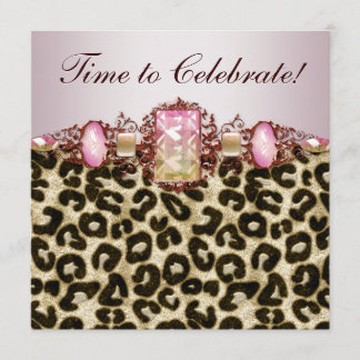 Elegante Pink Gold Pink Leopard Geburtstagsparty Einladung