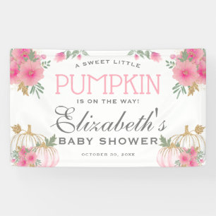 Elegante Pink & Gold Pumpkin Baby Dusche Banner
