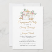 Elegante Pink Gold Pumpkins Fall Engagement Party Einladung (Vorderseite)